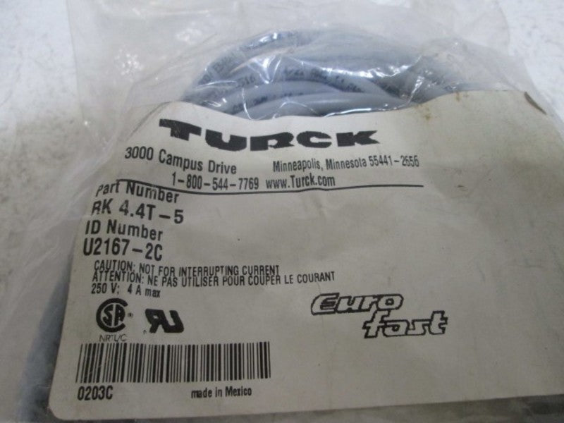 TURCK RK4.4T-5 CORDSET * NEW IN FACTORY BAG *