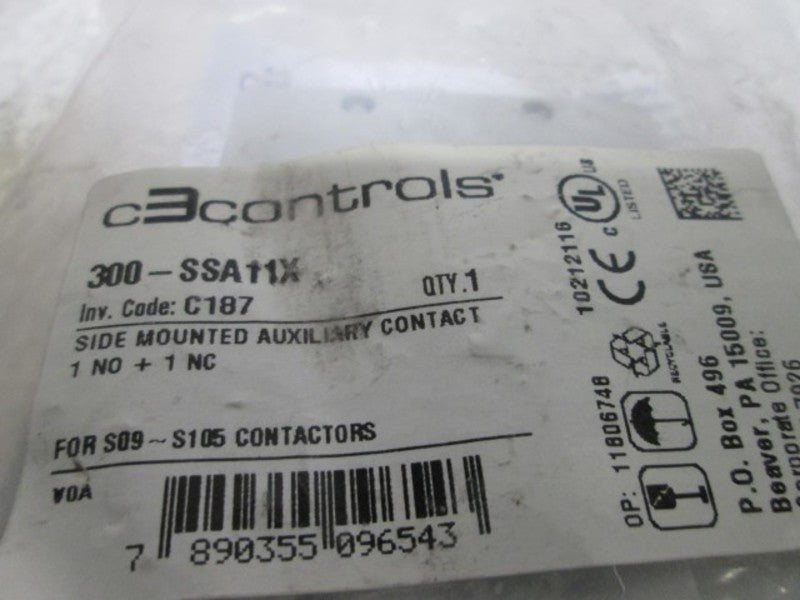 C3CONTROLS 300-SSA11X AUXILIARY CONTACT * NEW IN A BAG *