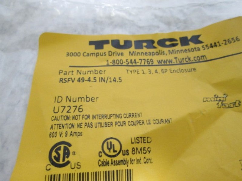 TURCK RSFV49-4.5 IN/14.5 NETWORK RECEPTACLE * NEW IN A BAG *