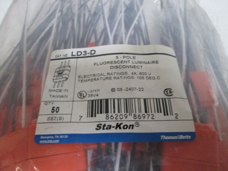 STA-KON LD3-D (LOT OF 50) 3-POLE FLUORESCENT DISCONNECT * NEW IN A BAG *