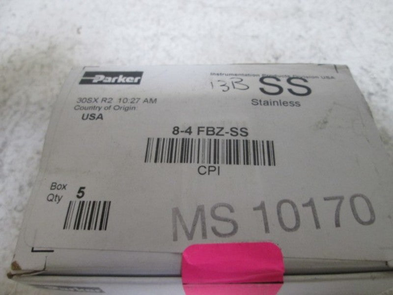 LOT OF 5 PARKER 8-4FBZ-SS CONNECTOR *NEW IN BOX*