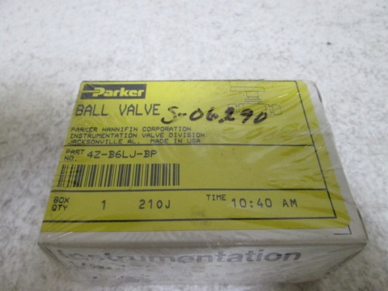 PARKER 4Z-B6LJ-BP BALL VALVE 2-WAY * FACTORY SEALED *