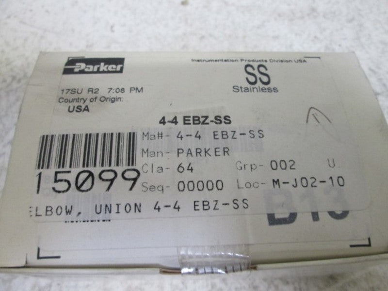 LOT OF 20 PARKER 4-4 EBZ-SS ELBOW UNION *NEW IN BOX*