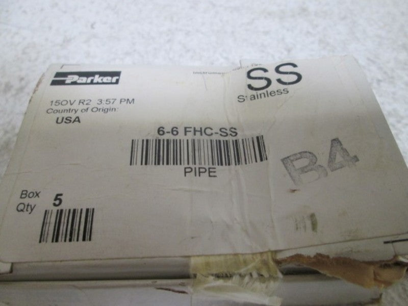 LOT OF 5 PARKER 6-6 FHC-SS FEMALE HEX COUPLING *NEW IN BOX*