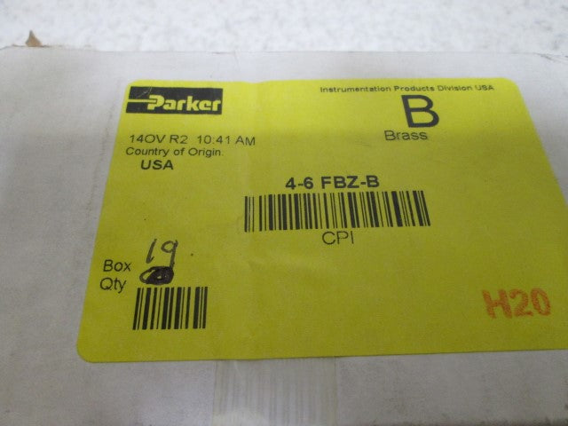 LOT OF 19 PARKER 4-6 FBZ-B CPI BRASS MALE CONNECTOR 1/4" *NEW IN BOX*