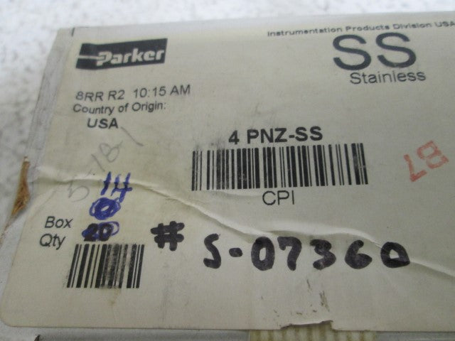 LOT OF 14 PARKER 4 PNZ-SS CPI CAP FITTING *NEW IN BOX*