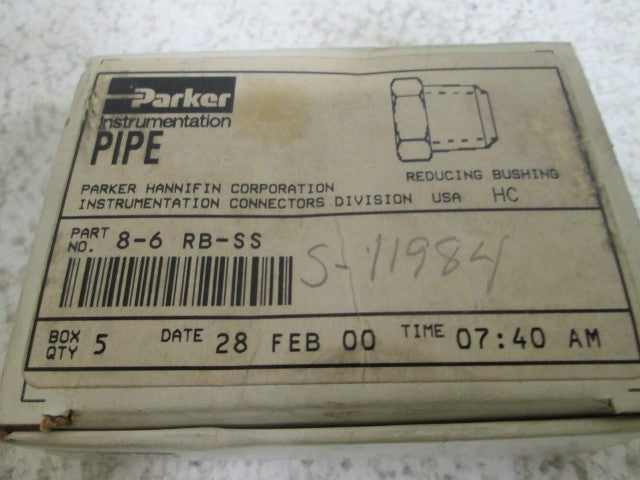 LOT OF 5 PARKER 8-6 RB-SS REDUCING BUSHING *NEW IN BOX*