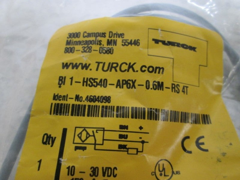 TURCK BI 1-HS540-AP6X-0.6M-RS 4T PROXIMITY VALVE SENSOR * FACTORY BAG *