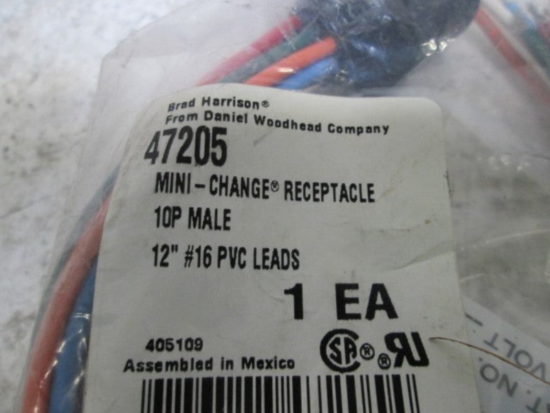 BRAD HARRISON 47205 MINI-CHANGE RECEPTACLE 10PIN MALE * NEW IN A BAG *