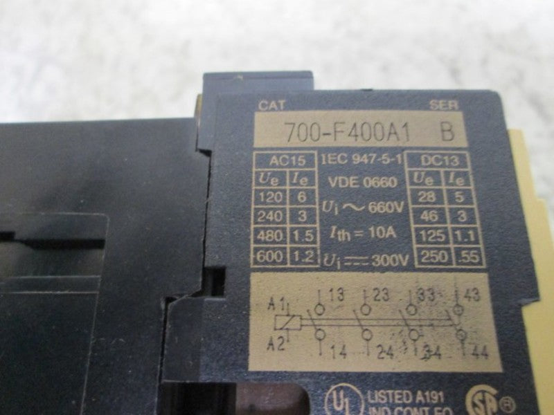 ALLEN BRADLEY 700-F400A1 SER. B RELAY * USED *