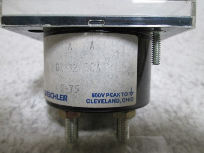 WESCHLER GX-332 PANEL METER 0-75 DC AMPERS * NEW IN  A BOX *