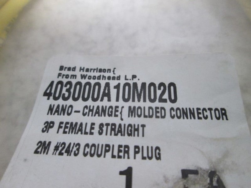 BRAD HARRISON 403000A10M020 MOLDED CONNECTOR 3 PIN FEMALE * NEW IN A BAG *