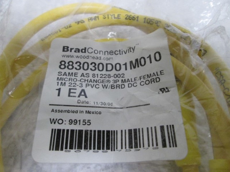 DANIEL WOODHEAD 81228-002 883030D01M010 CORDSET * NEW IN FACTORY BAG *