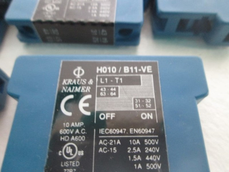 LOT OF 8 KRAUS&NAIMER H010/B11-VE AUXILIARY CONTACT SIDE MOUNT *NEW NO BOX*