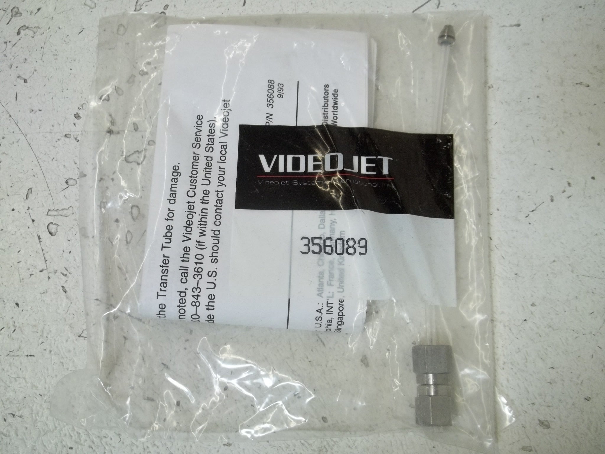 VIDEOJET 356089 TRANSFER TUBE * NEW IN A FACTORY BAG *