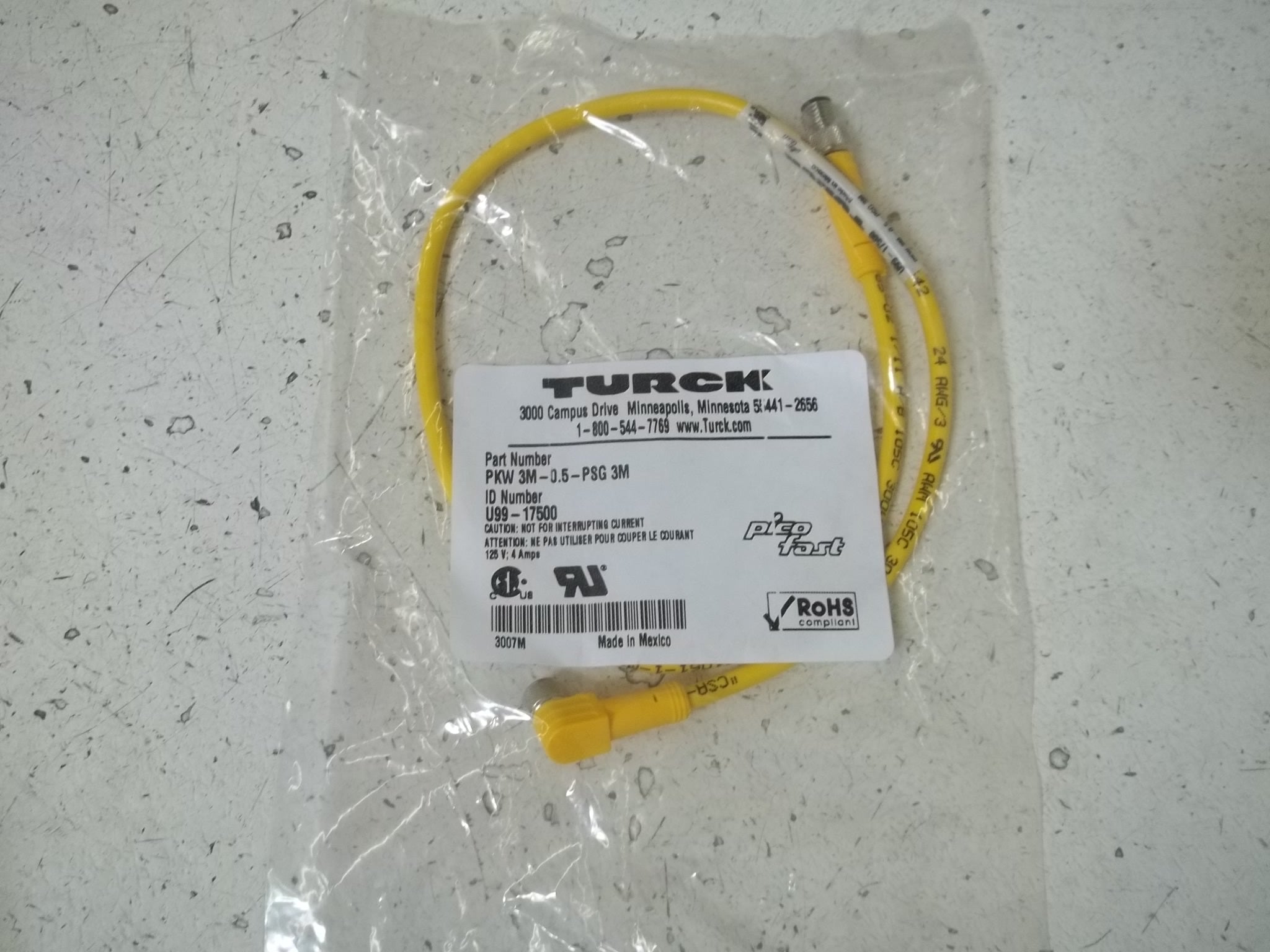 TURCK PKW 3M-0.5-PSG 3M CORDSET * NEW IN A FACTORY BAG *