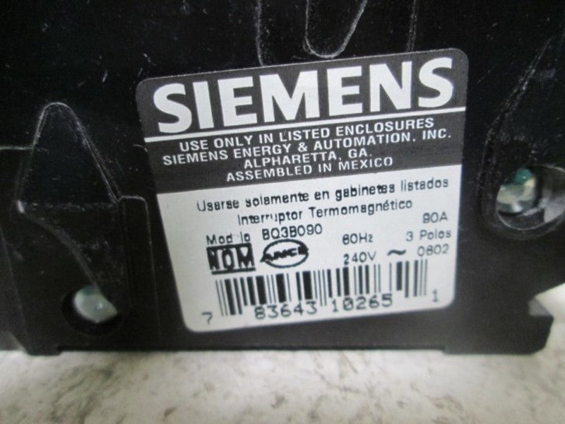 LOT OF 4 SIEMENS BQ3B090 CIRCUIT BREAKER 3 POLE 90AMP *NEW IN BOX*
