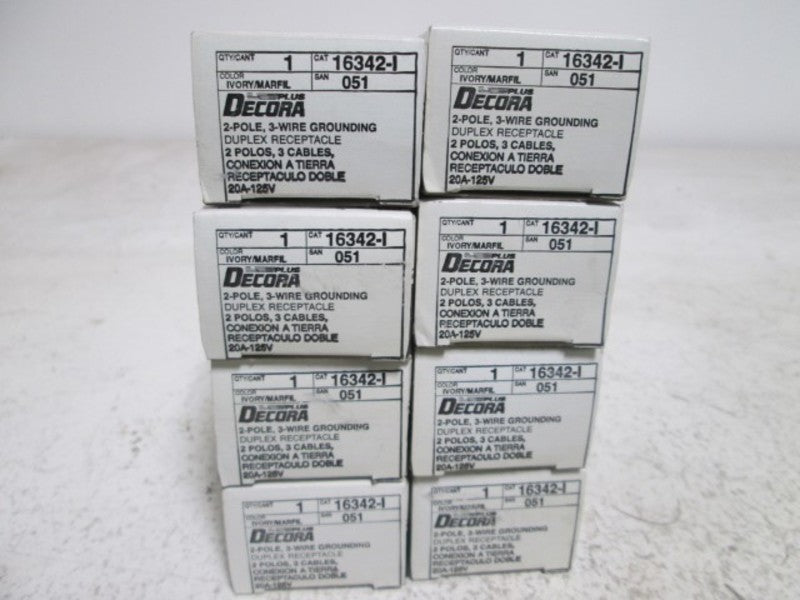 LOT OF 8 LEVITON 16342-I DUPLEX RECEPTACLE *NEW IN BOX*