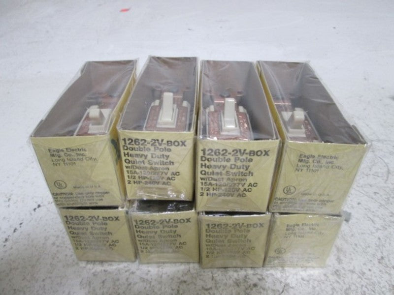 LOT OF 8 EAGLE 1262-2V-BOX DOUBLE PLATE HEAVY DUTY QUIET SWITCH *NEW IN BOX*