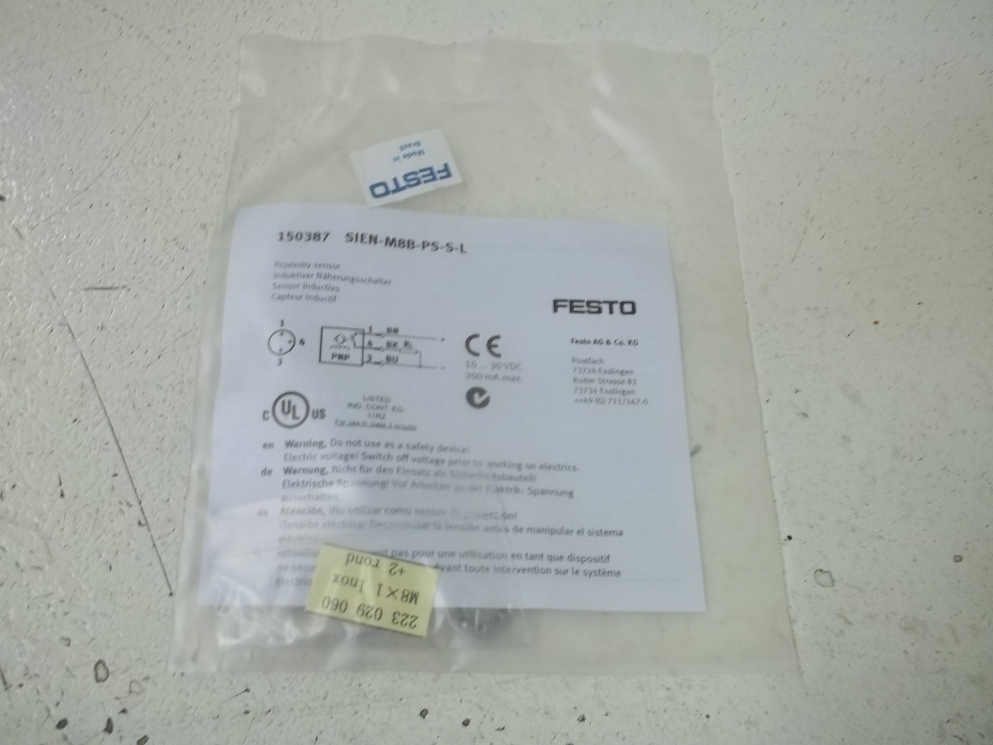 FESTO SIEN-M8B-PS-S-L PROXIMITY SENSOR * NEW IN A FACTORY BAG *
