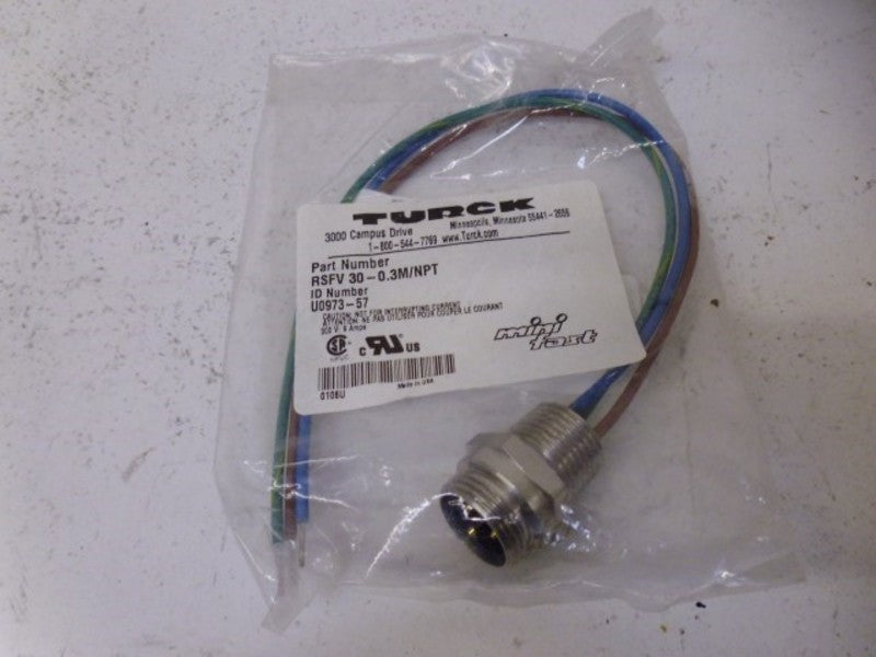 TURCK MINI-FAST RSFV 30-0.3M/NPT CONNECTOR * NEW IN FACTORY BAG *