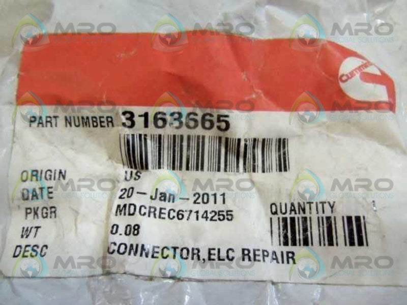 CUMMINS 3163665 CONNECTOR * NEW IN FACTORY BAG *
