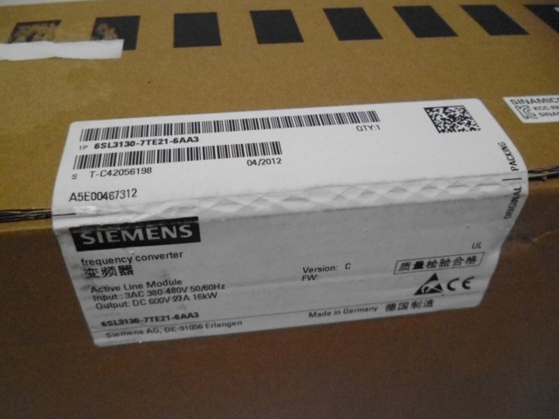 SIEMENS SINAMICS 6SL3130-7TE21-6AA3 LINE MODULE DATE: 04/2012 * FACTORY SEALED *