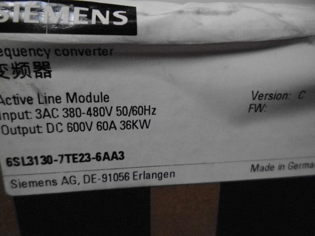 SIEMENS SINAMICS 6SL3130-7TE23-6AA3 MODULE DATE: 09/2012 * FACTORY SEALED *