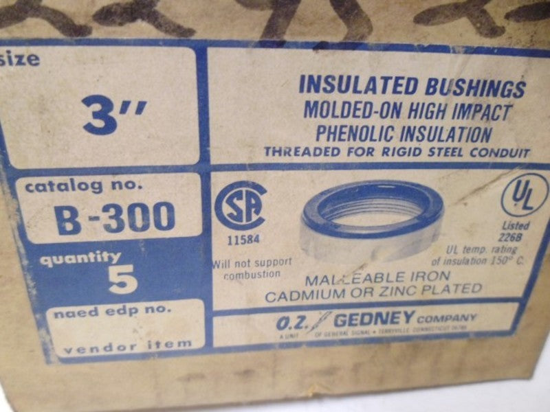 LOT OF 5 O-Z/GEDNEY B-300 INSULATED BUSHINGS *NEW IN BOX*
