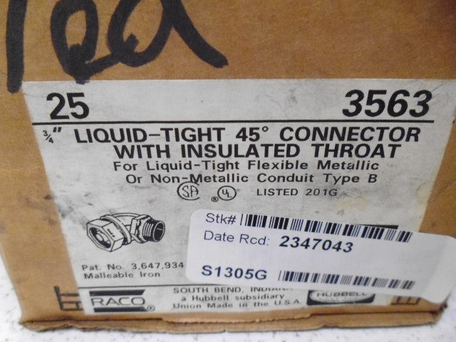 LOT OF 11 RACO 3563 3/4" LIQUIDTIGHT FLEXIBLE CONNECTOR *NEW IN BOX*