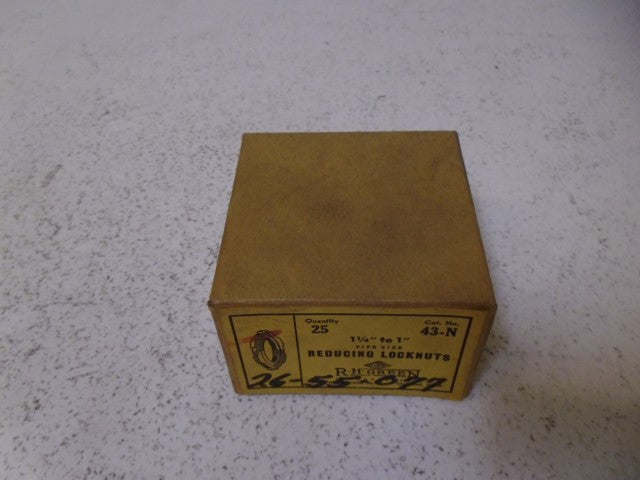 LOT OF 25 RH GREEN 43-N REDUCING LOCKNUT 1-1/4" - 1" *NEW IN BOX*