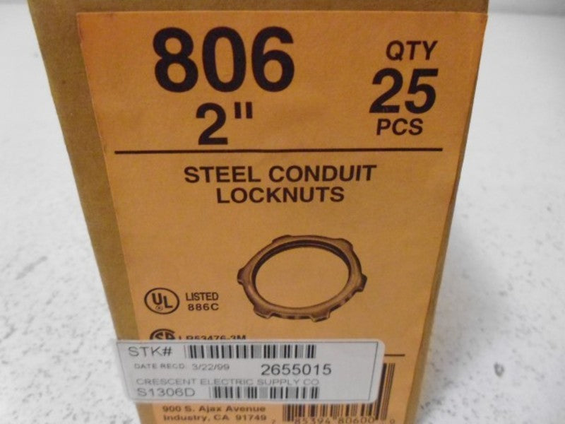 LOT OF 25 REGAL 806 2" STEEL CONDUIT LOCKNUTS *NEW IN BOX*
