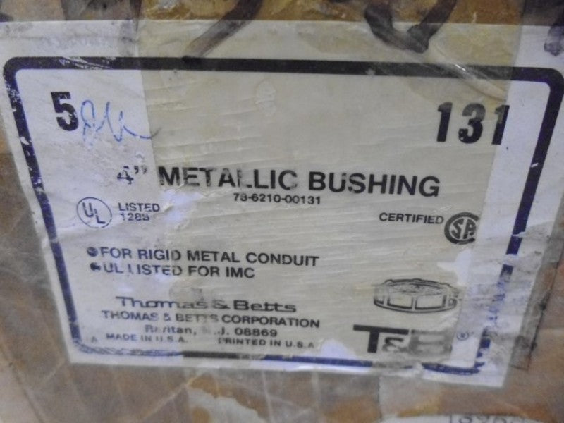 LOT OF 5 THOMAS & BETTS 131 4" METALLIC BUSHING *NEW IN BOX*