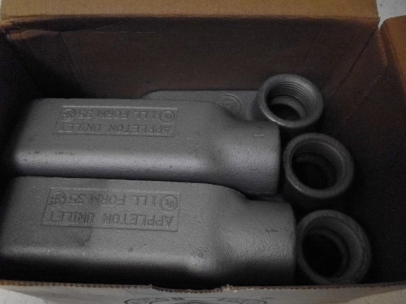 LOT OF 5 APPLETON LL100-M 1" MALL IRON CONDUIT OUTLET BODY *NEW IN BOX*