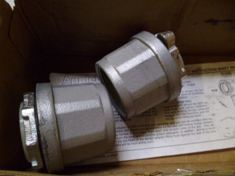 LOT OF 2 APPLETON HUB-150 1-1/2" MALL IRON CONDUIT HUBS *NEW IN BOX*