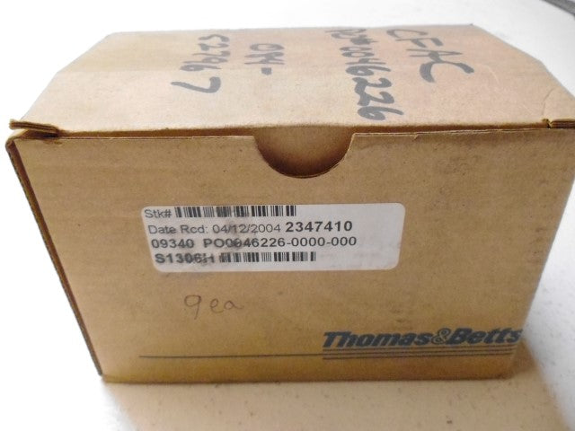 LOT OF 9 THOMAS & BETTS 2524 1/2" STRAIN RELIEF CORD CONNECTOR *NEW IN BOX*