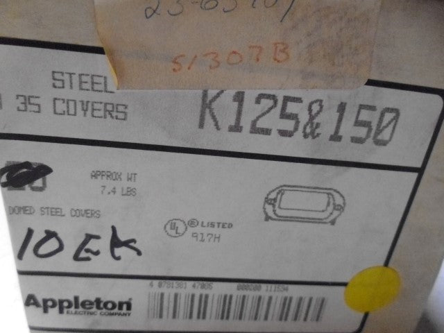 LOT OF 10 APPLETON K125 & 150 STEEL COVER *NEW IN BOX*