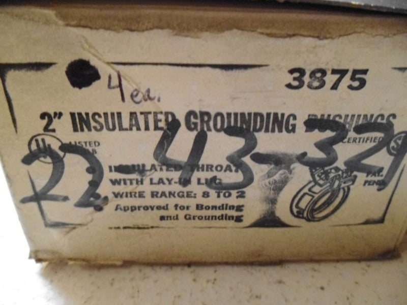 LOT OF 4 THOMAS & BETTS 3875 2" INSULATED GROUNDING BUSHING *NEW IN BOX*