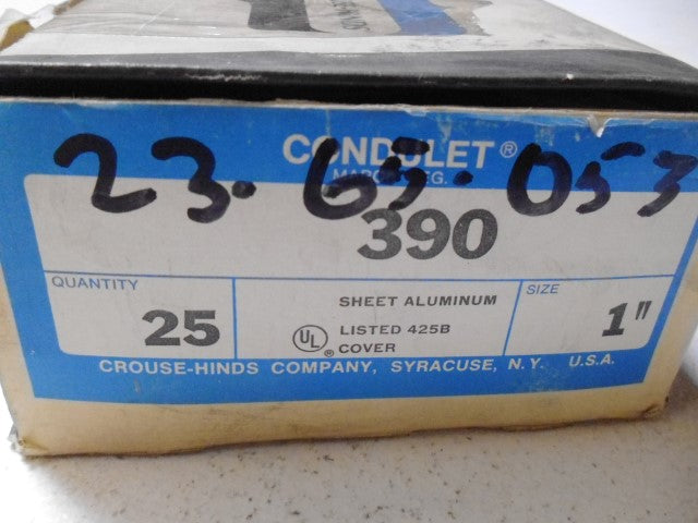 LOT OF 25 CROUSE-HINDS 390 SHEET ALUMINUM COVER *NEW IN BOX*