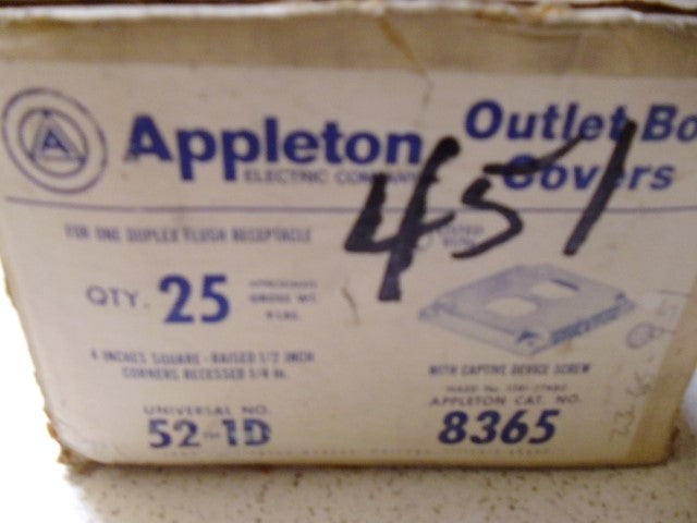 LOT OF 25 APPLETON 8365 OUTLET BOX COVER *NEW IN BOX*