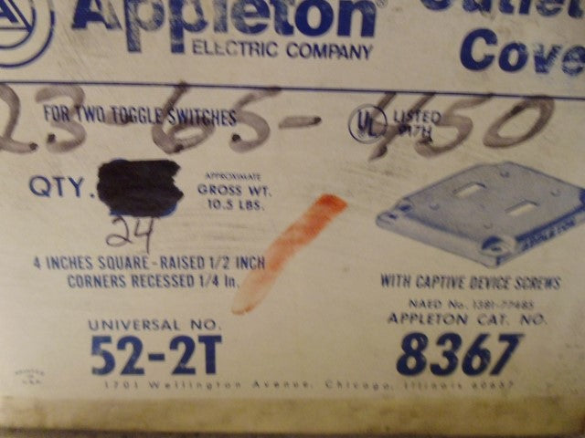 LOT OF 24 APPLETON 8367 OUTLET BOX COVER *NEW IN BOX*