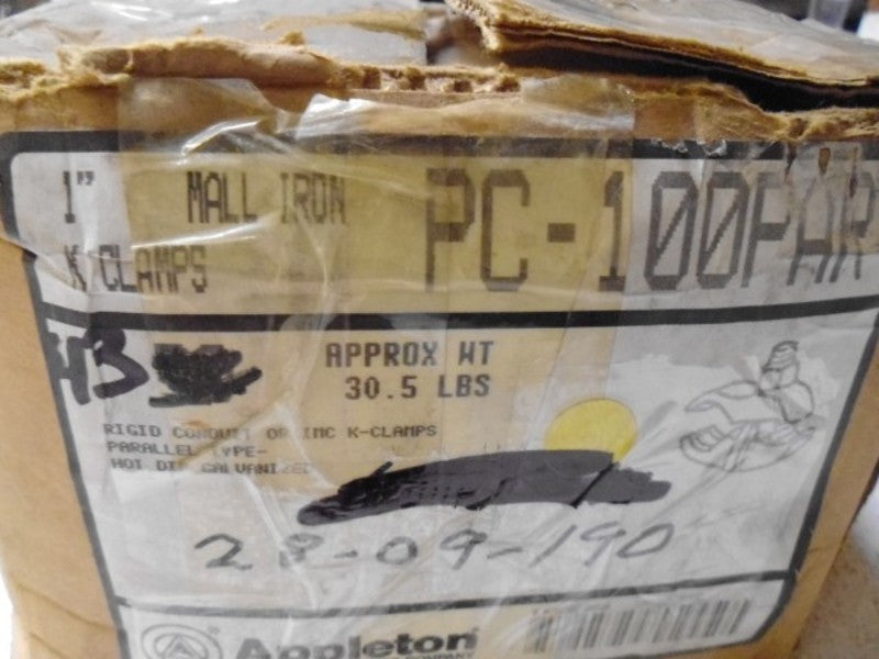 LOT OF 43 APPLETON PC100PAR 1" MALL IRON K CLAMPS *NEW IN BOX*