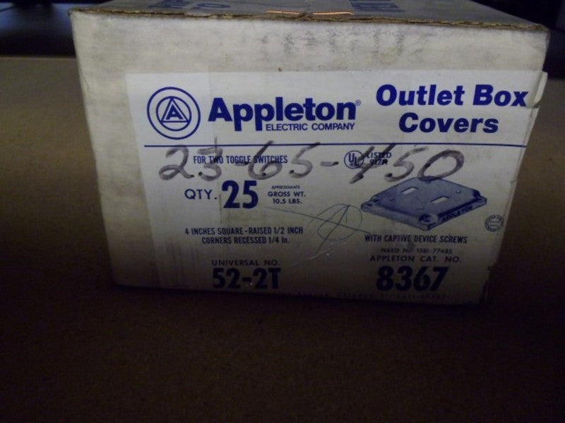 LOT OF 25 APPLETON 8367 OUTLET BOX COVER *NEW IN BOX*