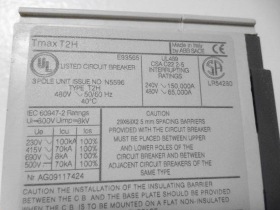 ABB SACE TMAX T2 H 100 CIRCUIT BREAKER 100A 1SDA053954R1 * NEW IN BOX *