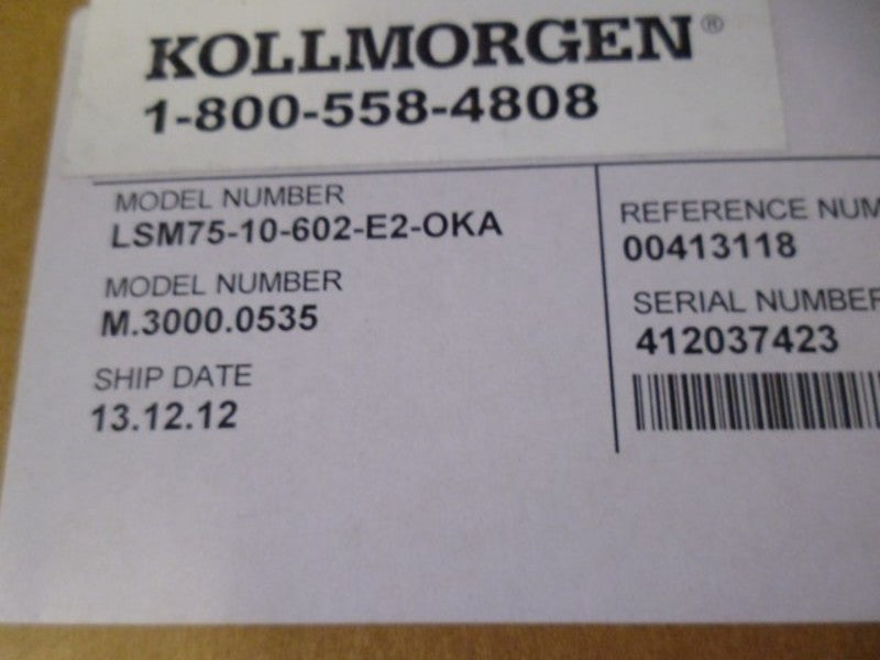 KOLLMORGEN LSM75-10-602-E2-OKA SERVO MOTOR M.3000.0535 * FACTORY SEALED *