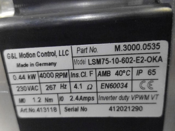 GIDDINGS&LEWIS LSM75-10-602-E2-OKA SERVO MOTOR M.3000.0535 * NEW NO BOX *