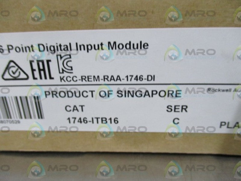 ALLEN BRADLEY SLC 500 1746-ITB16 SER.C INPUT DATE: 02/2016 * FACTORY SEALED *