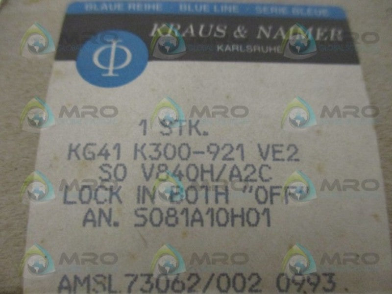 KRAUS & NAIMER KG41K300-921VE2 DISCONNECT SWITCH * FACTORY SEALED *