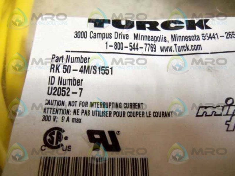 TURCK RK50-4M/S1551 MINIFAST MOLDED CORDSET * NEW IN FACTORY BAG *