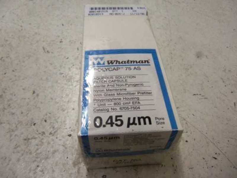WHATMAN 6705-7504 POLYCAP 75 AS FILTER CAPSULE 800cm? * FACTORY SEALED *